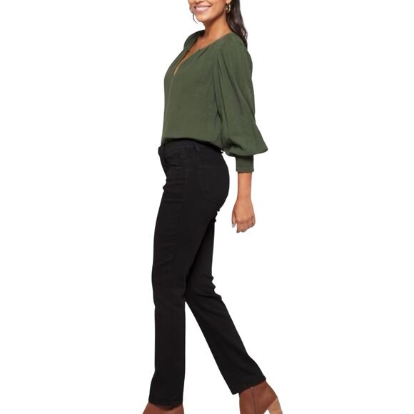 Democracy Woman’s Rich Black Straight Leg Stretch Denim Jeans Size 14 - Picture 5 of 16